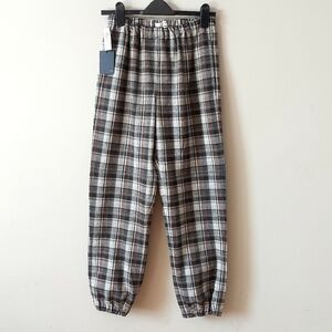 Plaid Elastic-Waist Jogger Pants - Brown/Gray
